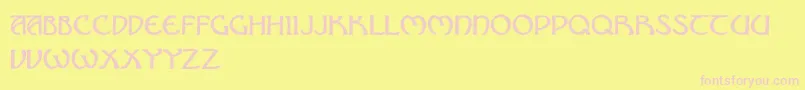 NouveauUncialCaps Font – Pink Fonts on Yellow Background
