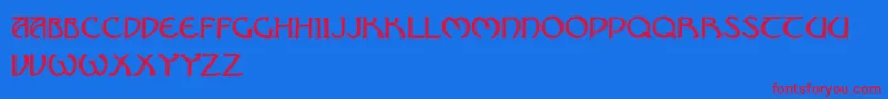 NouveauUncialCaps Font – Red Fonts on Blue Background