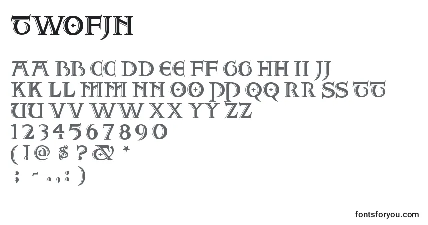 Schriftart Twofjn – Alphabet, Zahlen, spezielle Symbole