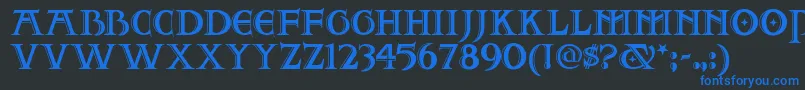 フォントTwofjn – 黒い背景に青い文字