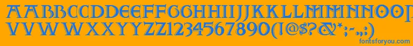 Twofjn Font – Blue Fonts on Orange Background