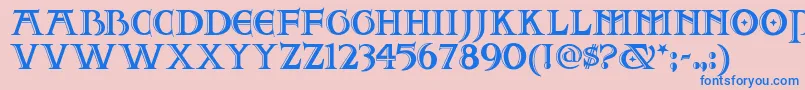 フォントTwofjn – ピンクの背景に青い文字