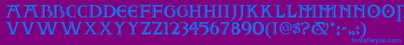 Twofjn-fontti – siniset fontit violetilla taustalla