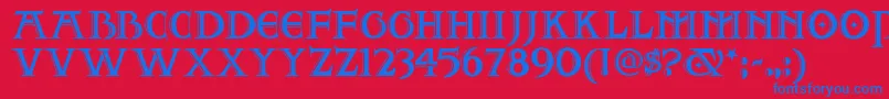 フォントTwofjn – 赤い背景に青い文字