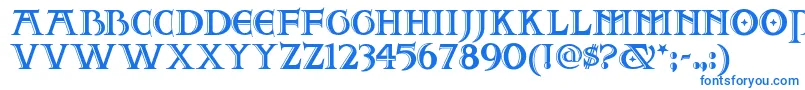 Twofjn-Schriftart – Blaue Schriften auf weißem Hintergrund