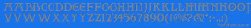 フォントTwofjn – 青い背景に灰色の文字