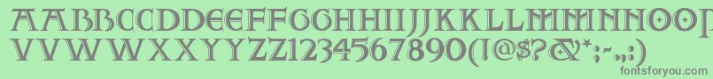 フォントTwofjn – 緑の背景に灰色の文字