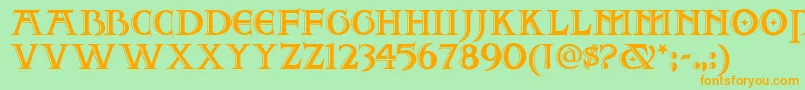 Twofjn-Schriftart – Orangefarbene Schriften auf grünem Hintergrund