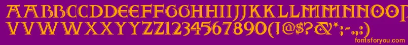 フォントTwofjn – 紫色の背景にオレンジのフォント