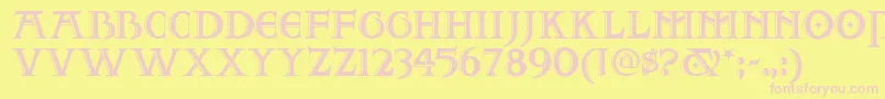 Twofjn-fontti – vaaleanpunaiset fontit keltaisella taustalla