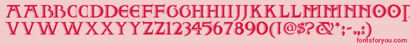 Twofjn-Schriftart – Rote Schriften auf rosa Hintergrund
