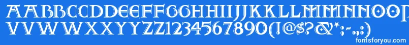 フォントTwofjn – 青い背景に白い文字