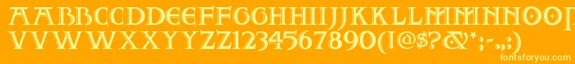 フォントTwofjn – オレンジの背景に黄色の文字