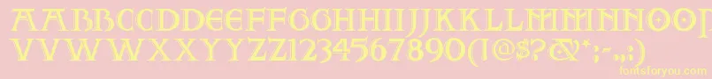 Twofjn-fontti – keltaiset fontit vaaleanpunaisella taustalla