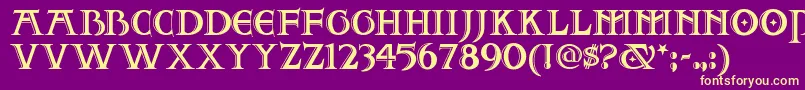 フォントTwofjn – 紫の背景に黄色のフォント