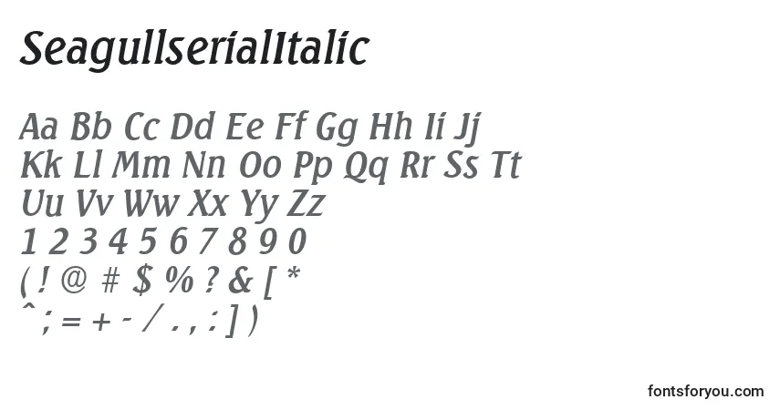 Шрифт SeagullserialItalic – алфавит, цифры, специальные символы