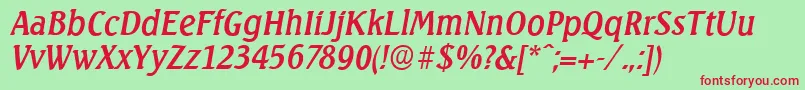 SeagullserialItalic Font – Red Fonts on Green Background
