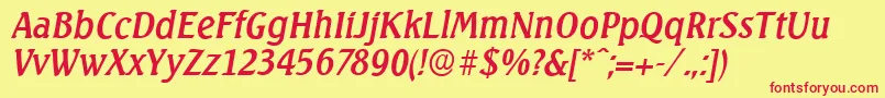 SeagullserialItalic Font – Red Fonts on Yellow Background