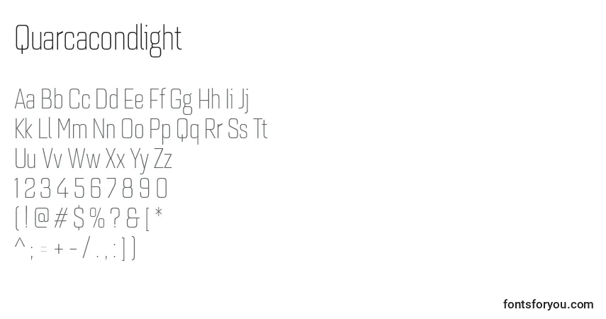 Шрифт Quarcacondlight – алфавит, цифры, специальные символы