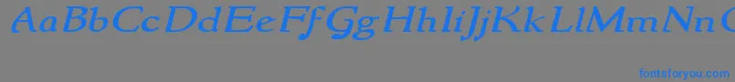 Fonte NewstylewideItalic – fontes azuis em um fundo cinza