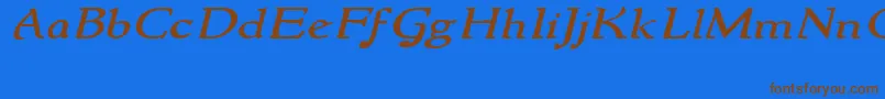 NewstylewideItalic Font – Brown Fonts on Blue Background