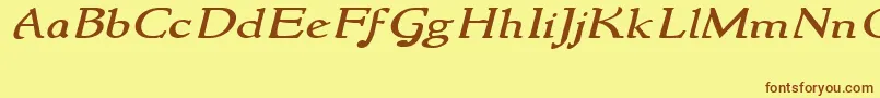 NewstylewideItalic Font – Brown Fonts on Yellow Background