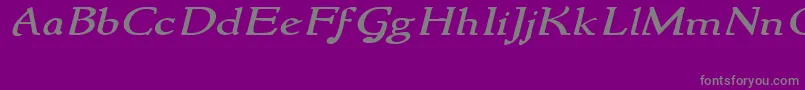 NewstylewideItalic-fontti – harmaat kirjasimet violetilla taustalla