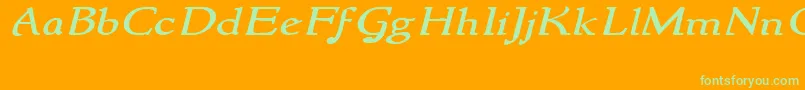 NewstylewideItalic-Schriftart – Grüne Schriften auf orangefarbenem Hintergrund