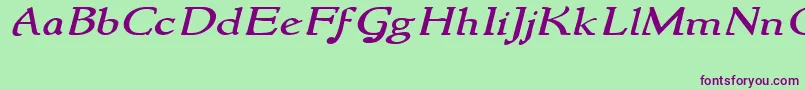 Fonte NewstylewideItalic – fontes roxas em um fundo verde
