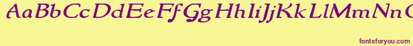 NewstylewideItalic Font – Purple Fonts on Yellow Background