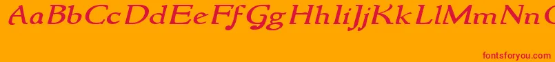 NewstylewideItalic Font – Red Fonts on Orange Background