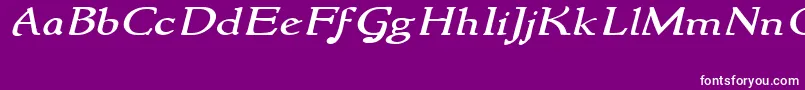 Fonte NewstylewideItalic – fontes brancas em um fundo violeta