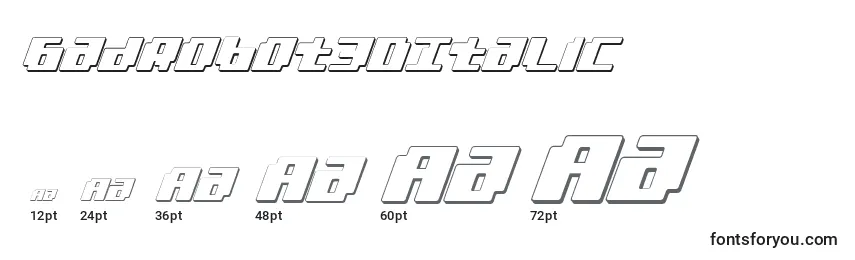 BadRobot3DItalic Font Sizes