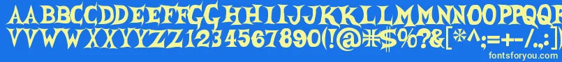 Shecreature Font – Yellow Fonts on Blue Background