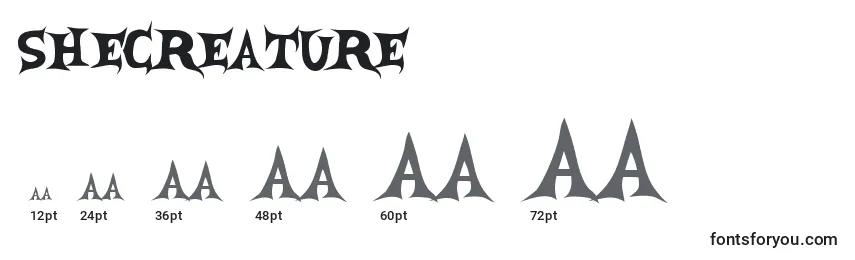 Shecreature Font Sizes