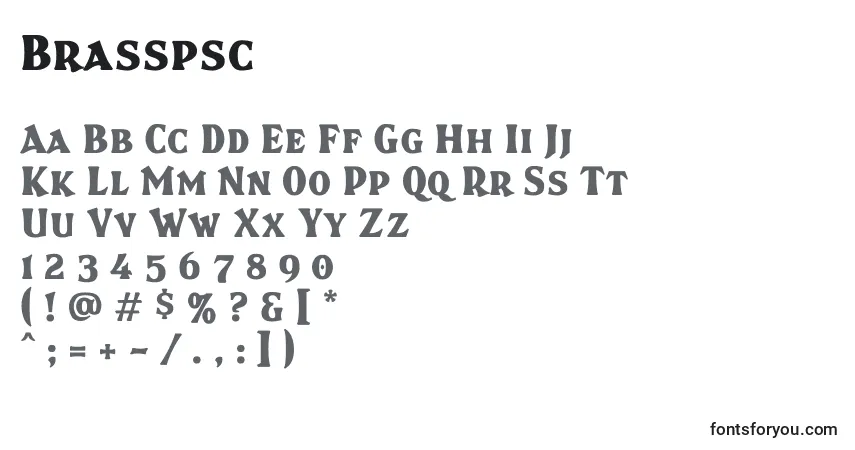 Шрифт Brasspsc – алфавит, цифры, специальные символы