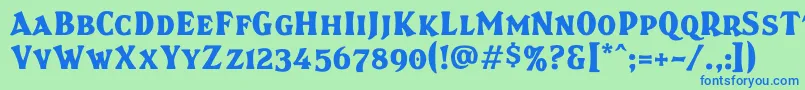 フォントBrasspsc – 青い文字は緑の背景です。