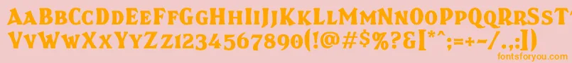 フォントBrasspsc – オレンジの文字がピンクの背景にあります。
