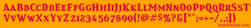 Brasspsc-Schriftart – Rote Schriften auf orangefarbenem Hintergrund