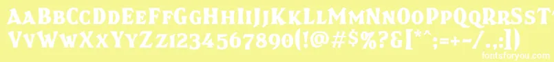 フォントBrasspsc – 黄色い背景に白い文字