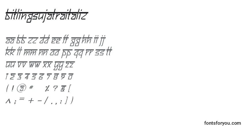 Schriftart BitlingsujatraItalic – Alphabet, Zahlen, spezielle Symbole