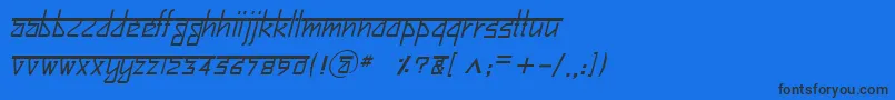 フォントBitlingsujatraItalic – 黒い文字の青い背景