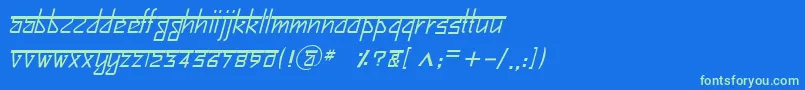 Czcionka BitlingsujatraItalic – zielone czcionki na niebieskim tle