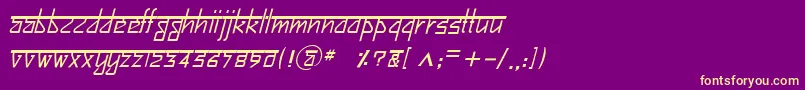 フォントBitlingsujatraItalic – 紫の背景に黄色のフォント