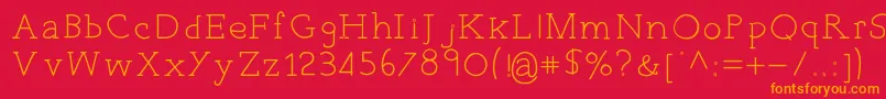 Fonte EverydayTypo – fontes laranjas em um fundo vermelho
