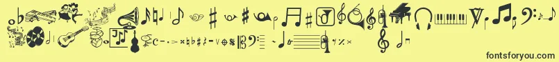 Musicalpi Font – Black Fonts on Yellow Background