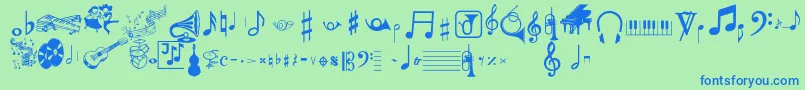 Fonte Musicalpi – fontes azuis em um fundo verde