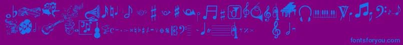 フォントMusicalpi – 紫色の背景に青い文字