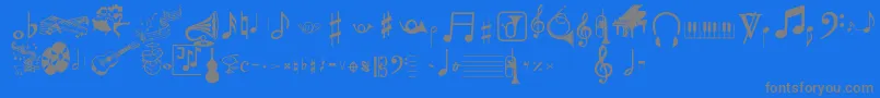 Weitere Informationen zur Musicalpi-Schriftart Musicalpi-Schriftart – Graue Schriften auf blauem Hintergrund