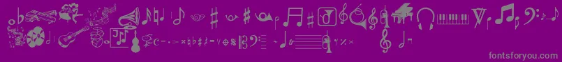 Lisätietoja Musicalpi-fontista Musicalpi-fontti – harmaat kirjasimet violetilla taustalla